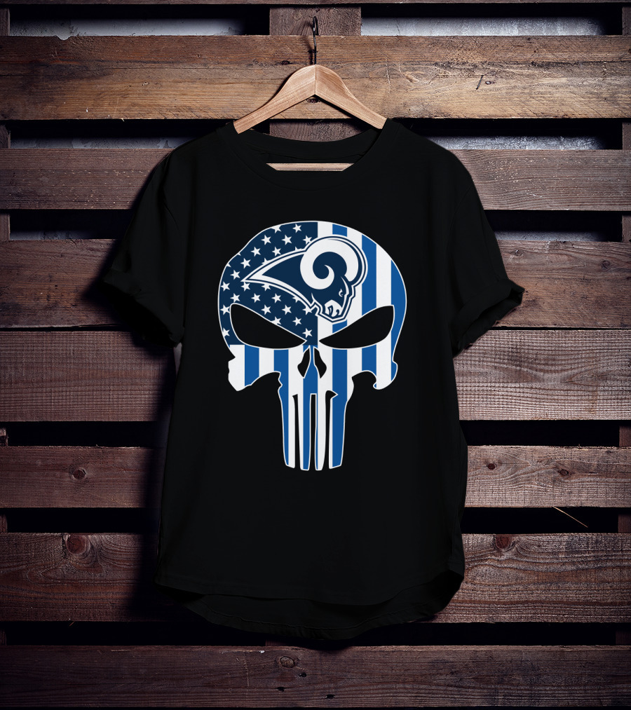 Rams Skull American Flag Punisher T-Shirt