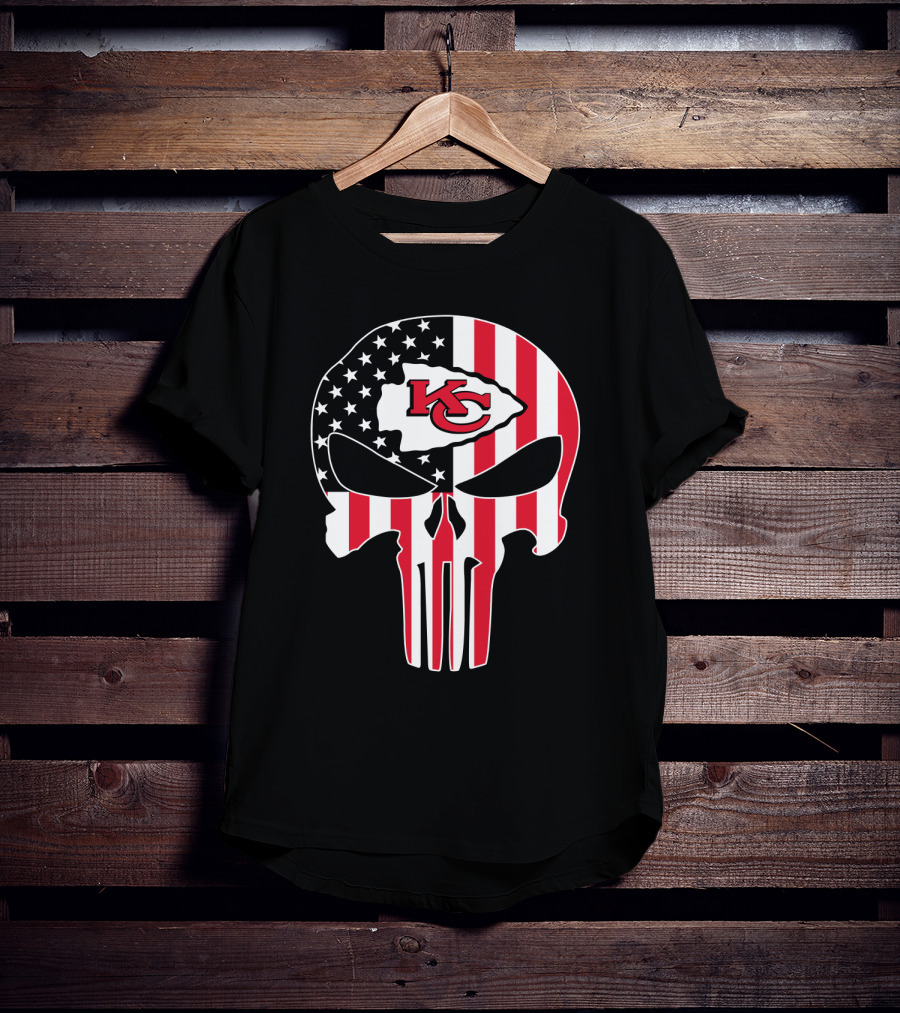 Kc Chiefs American Flag Skull T-Shirt