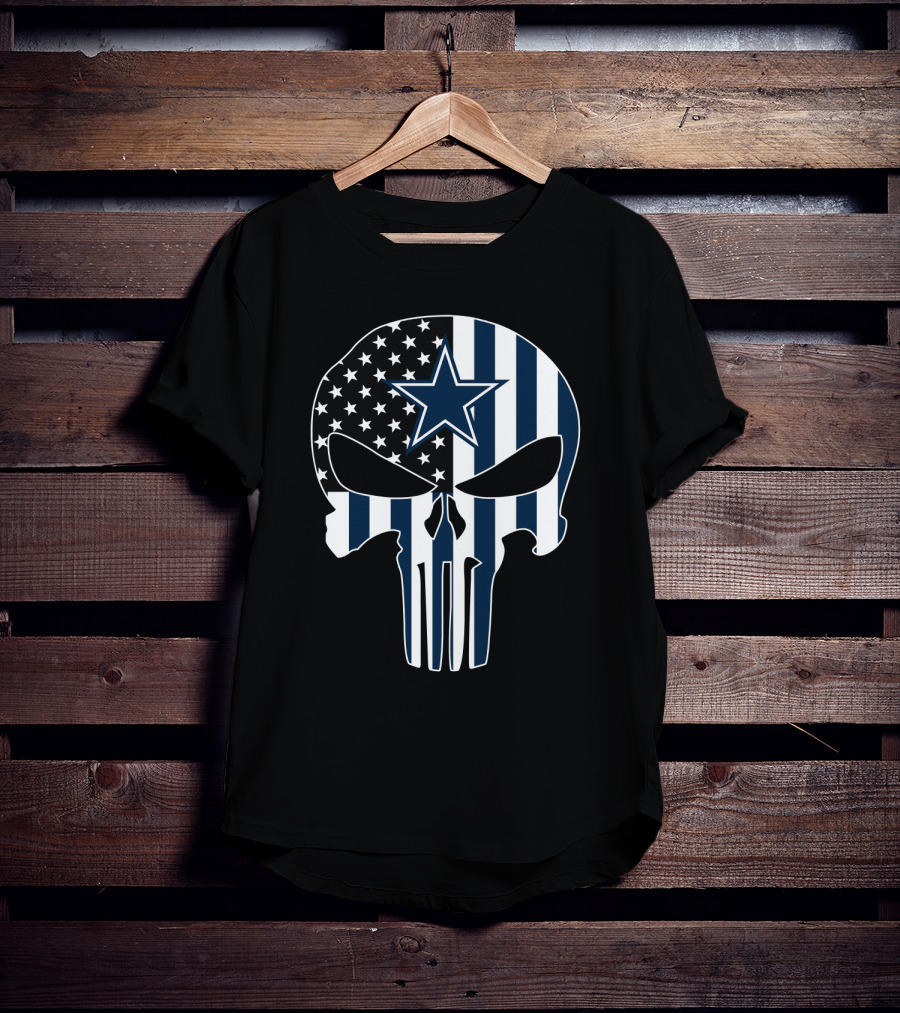 Dallas Cowboys Punisher Skull American Flag T-Shirt