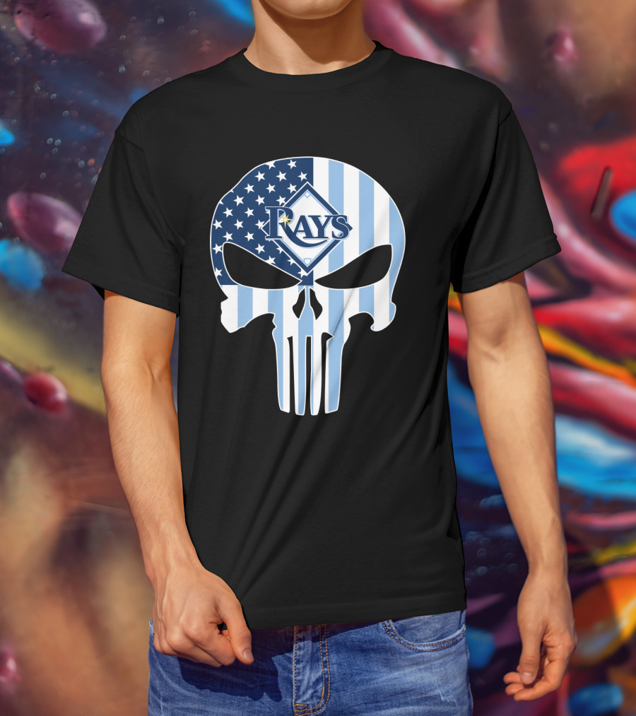 Rays Skull With American Flag T-Shirt