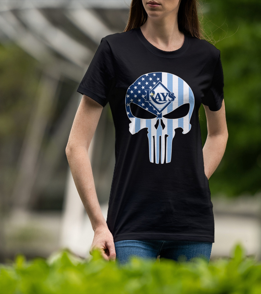 Rays Skull With American Flag T-Shirt