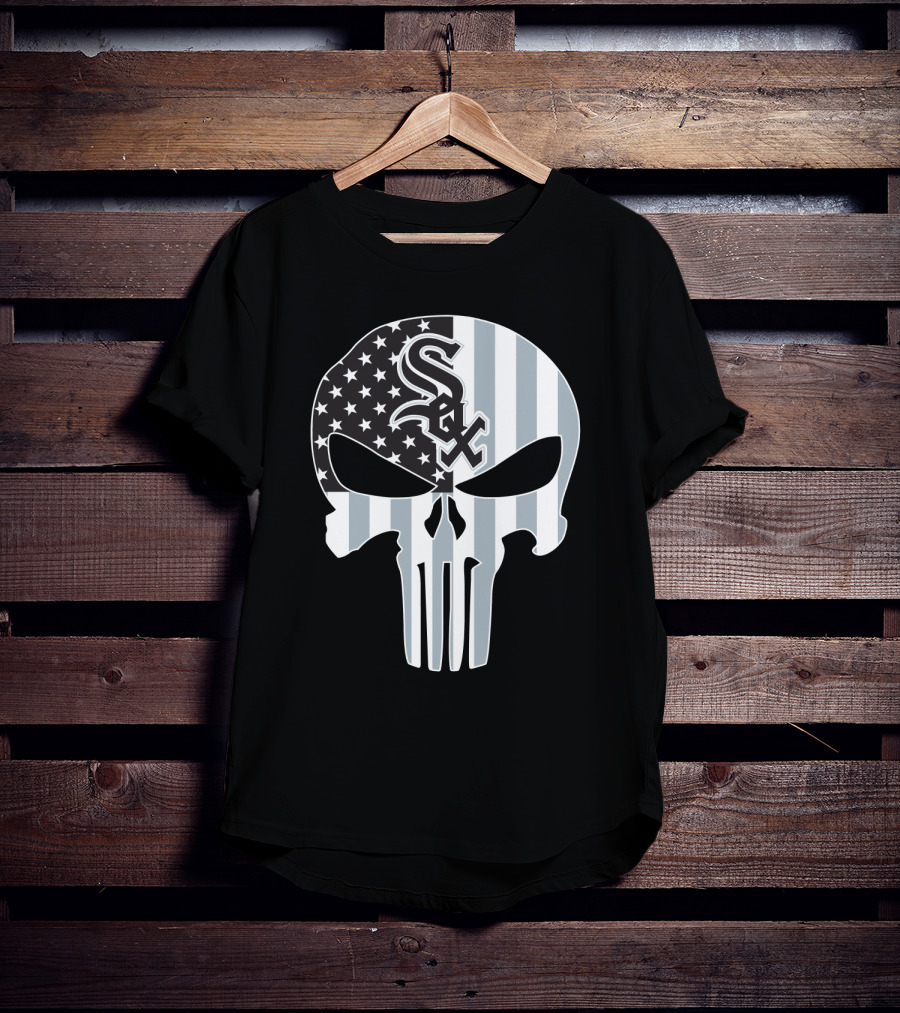 Chicago White Sox Punisher Skull American Flag T-Shirt