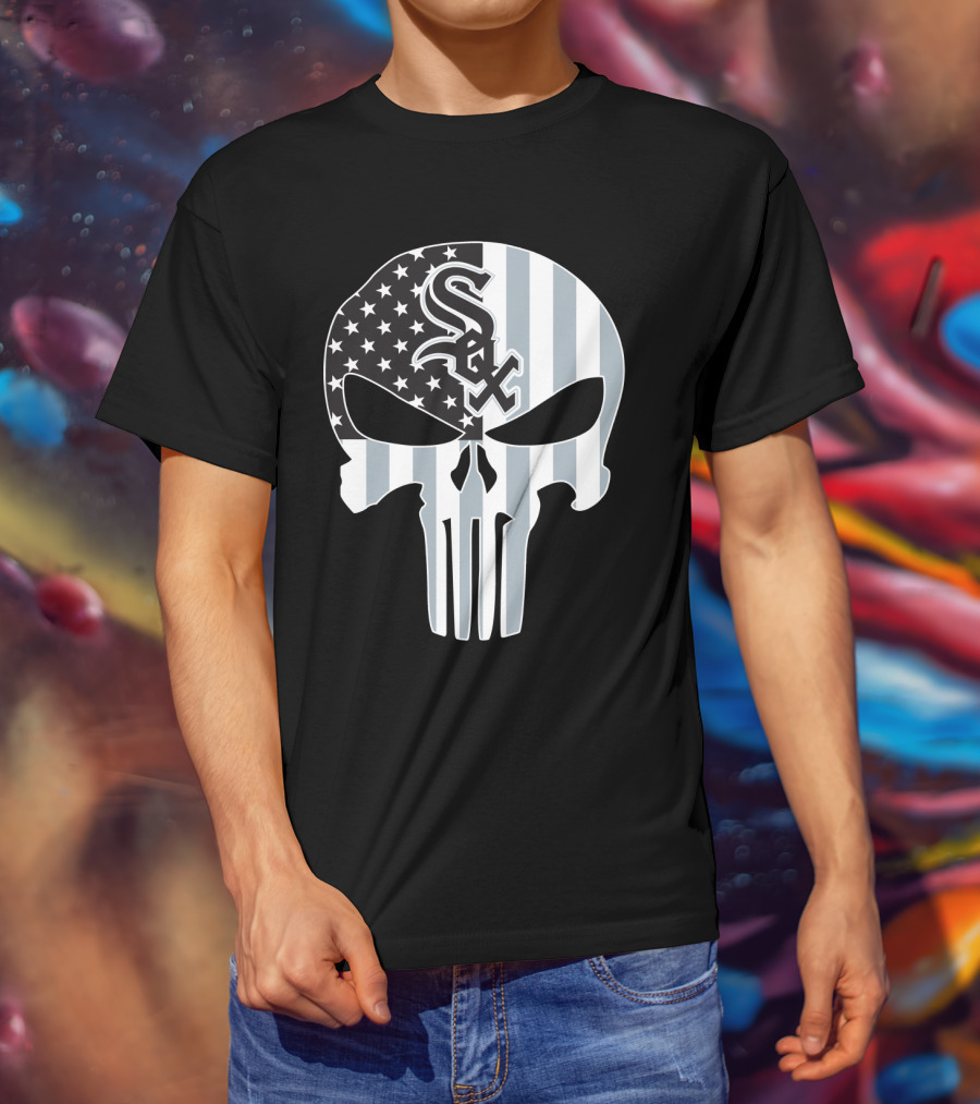 Chicago White Sox Punisher Skull American Flag T-Shirt