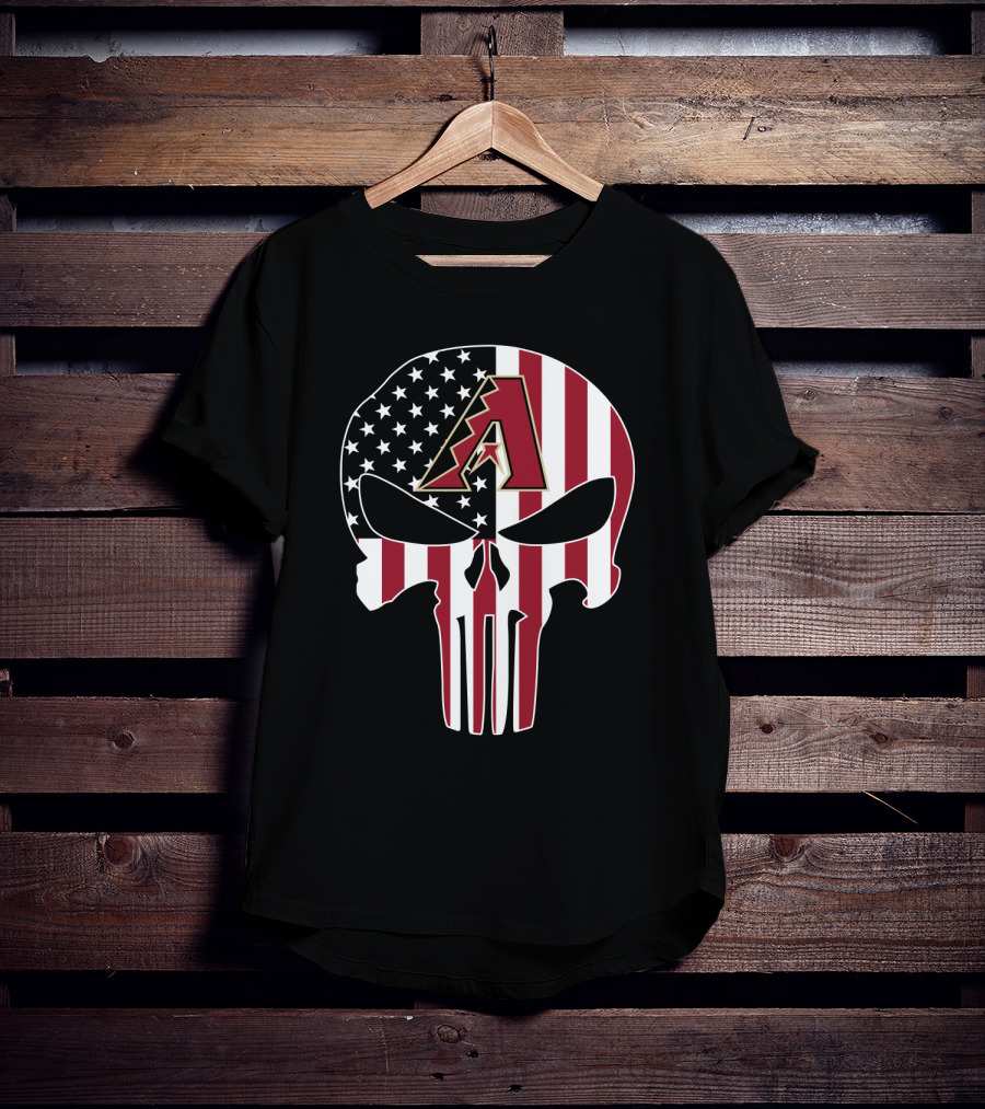 Arizona Diamondbacks American Flag Skull T-Shirt