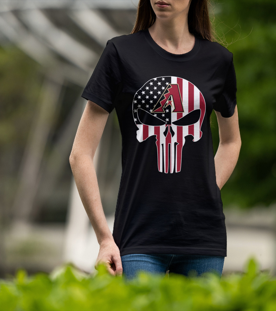 Arizona Diamondbacks American Flag Skull T-Shirt