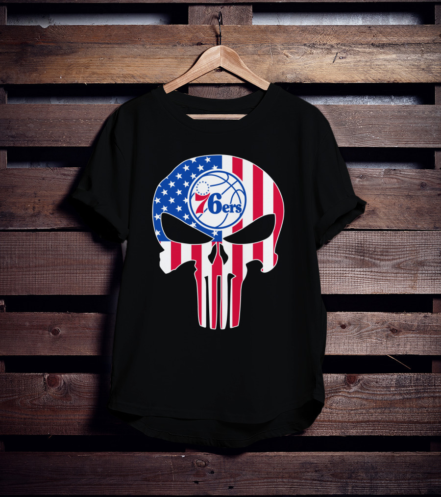 Philadelphia 76ers Stars And Stripes Punisher T-Shirt