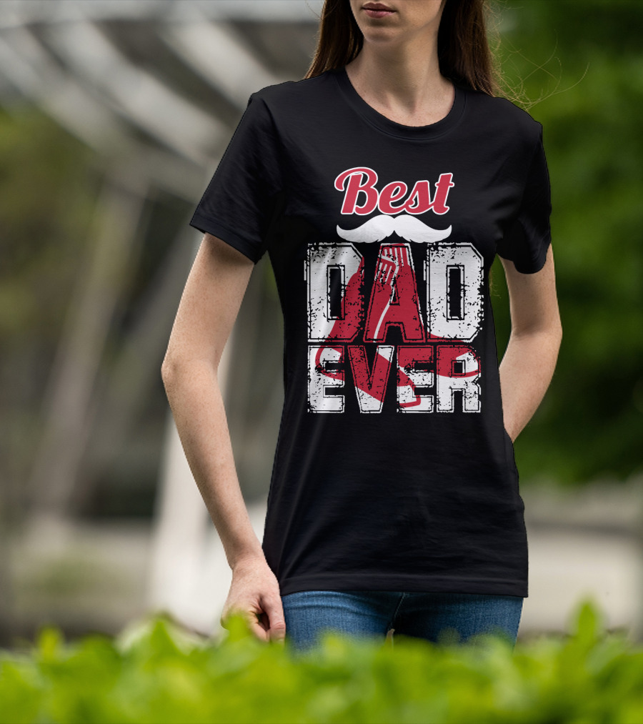 Best Dad Ever Red Sox Logo Moustache T-Shirt