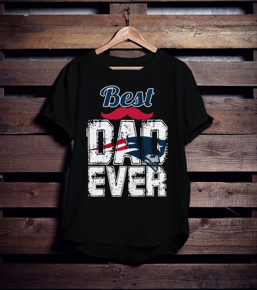 Best Dad Ever Patriots Logo Moustache T-Shirt