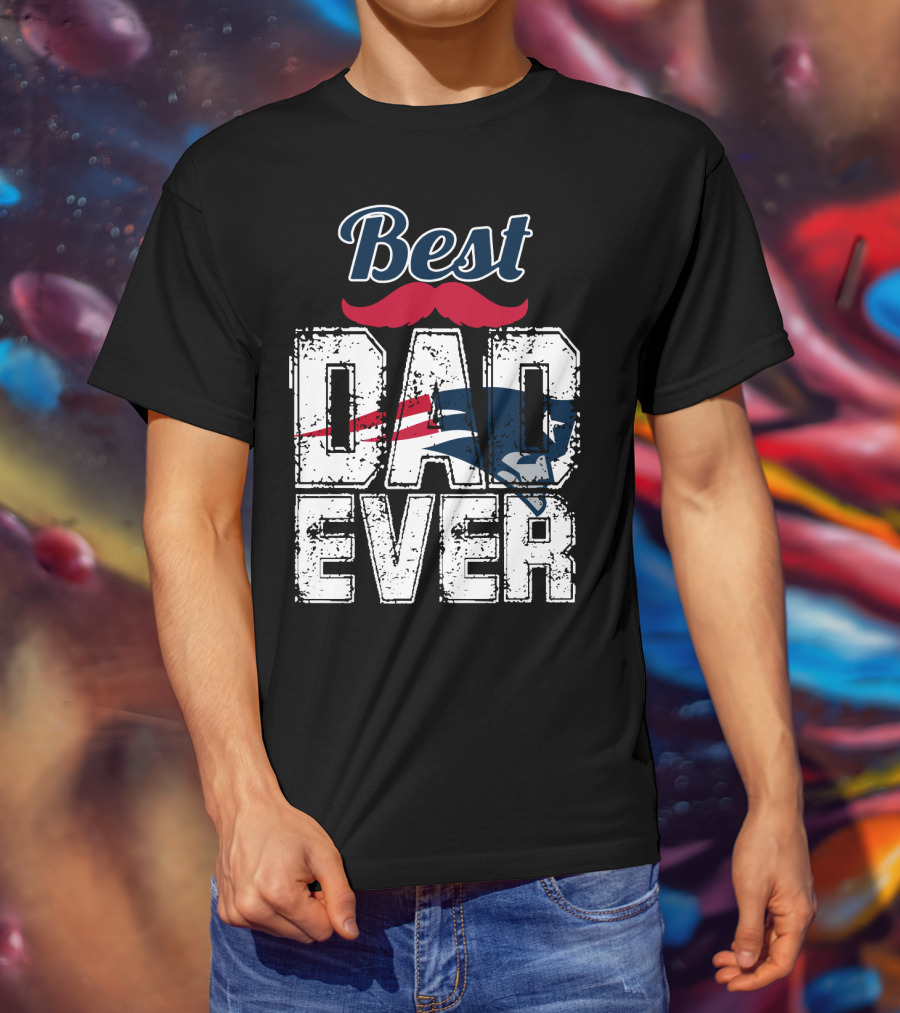 Best Dad Ever Patriots Logo Moustache T-Shirt