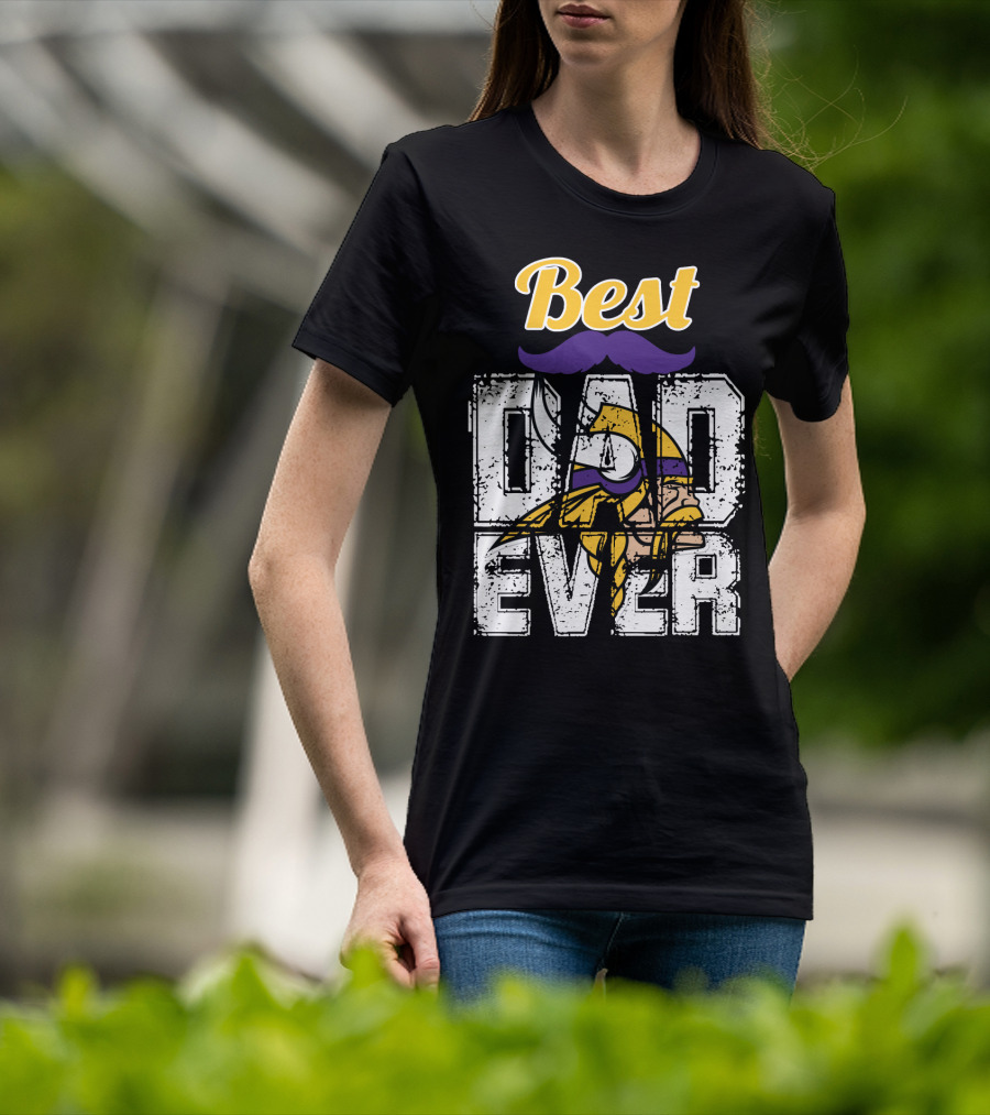 Best Dad Ever Viking Helmet Mustache T-Shirt