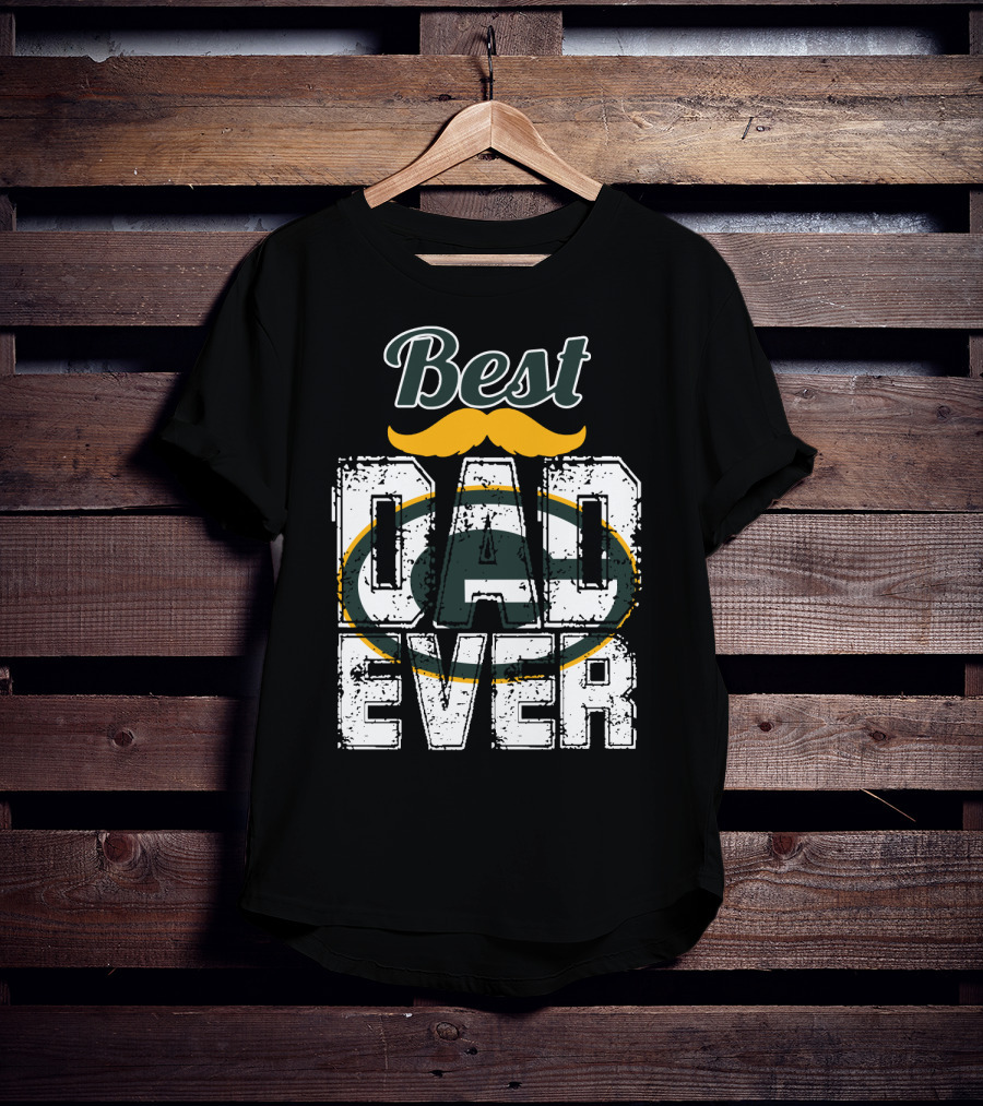 Best Dad Ever Packers Fan Mustache T-Shirt