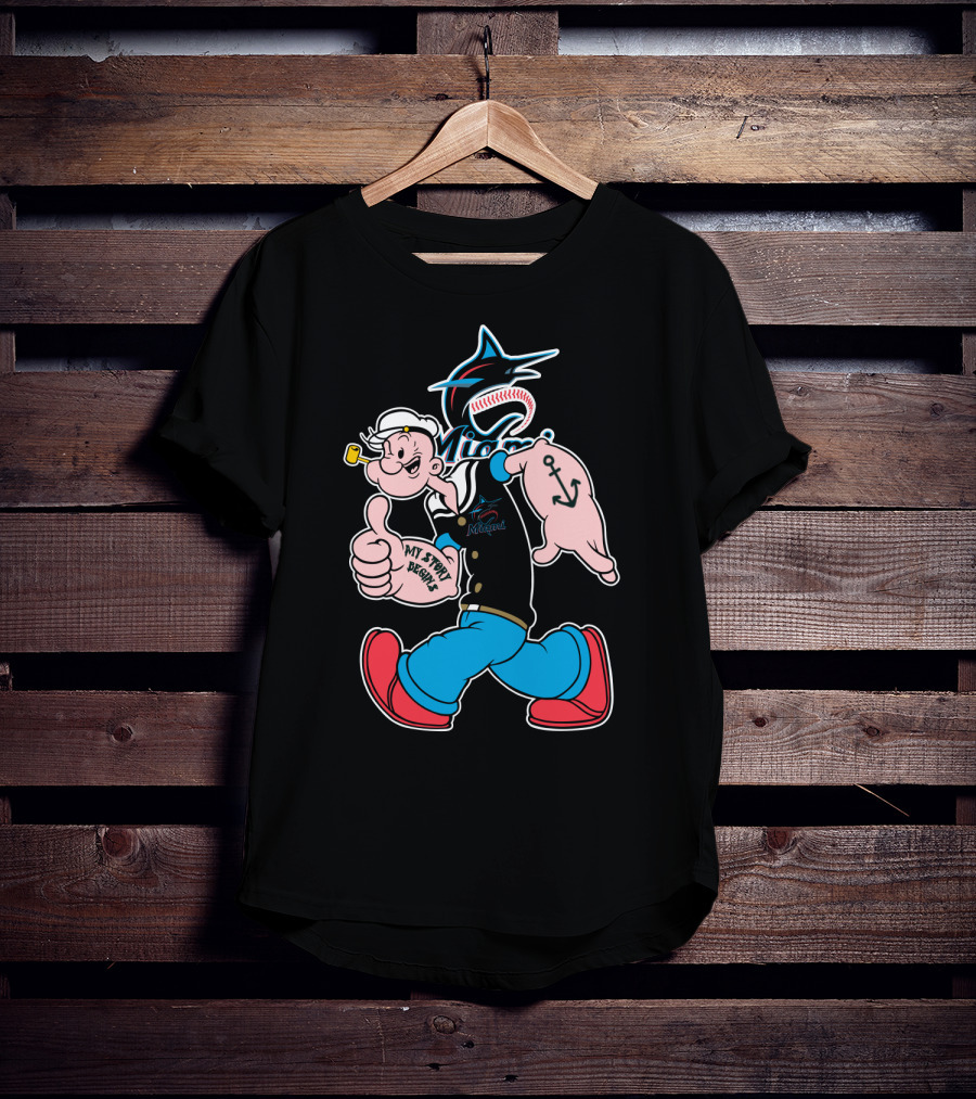 Miami Marlins Popeye Mt Stewart Begley T-Shirt