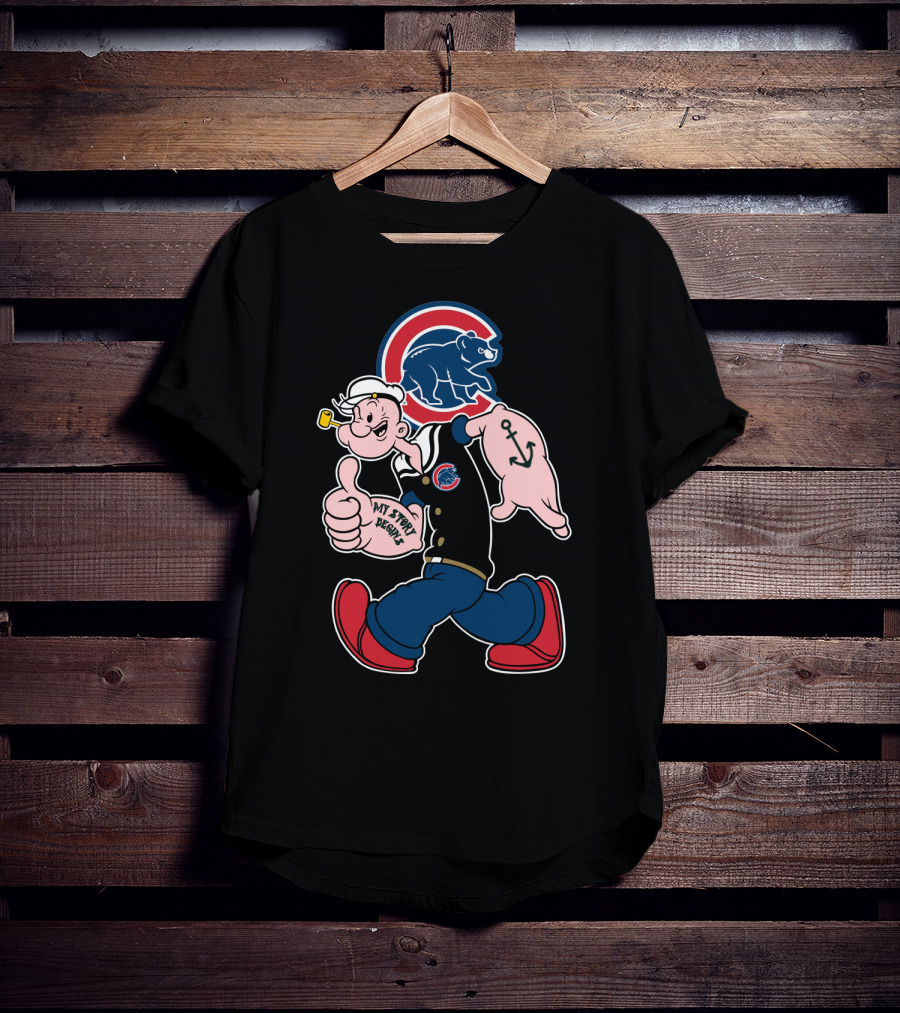 Chicago Cubs Popeye Cartoon Crossover T-Shirt