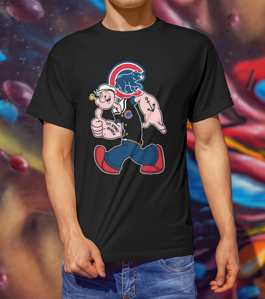 Chicago Cubs Popeye Cartoon Crossover T-Shirt