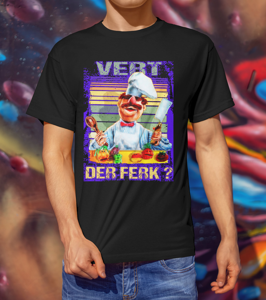 Vert Der Ferk Colorful Chef With Vegetables And Utensils T-Shirt