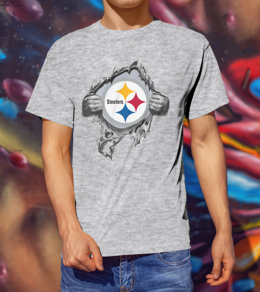 Pittsburgh Steelers Logo With Tearing Hands T-Shirt