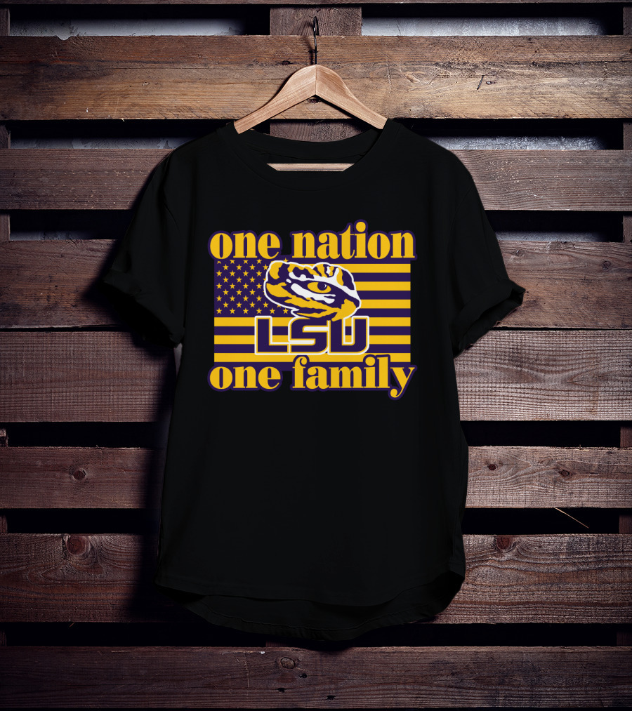 Lsu One Nation One Family Tiger American Flag T-Shirt