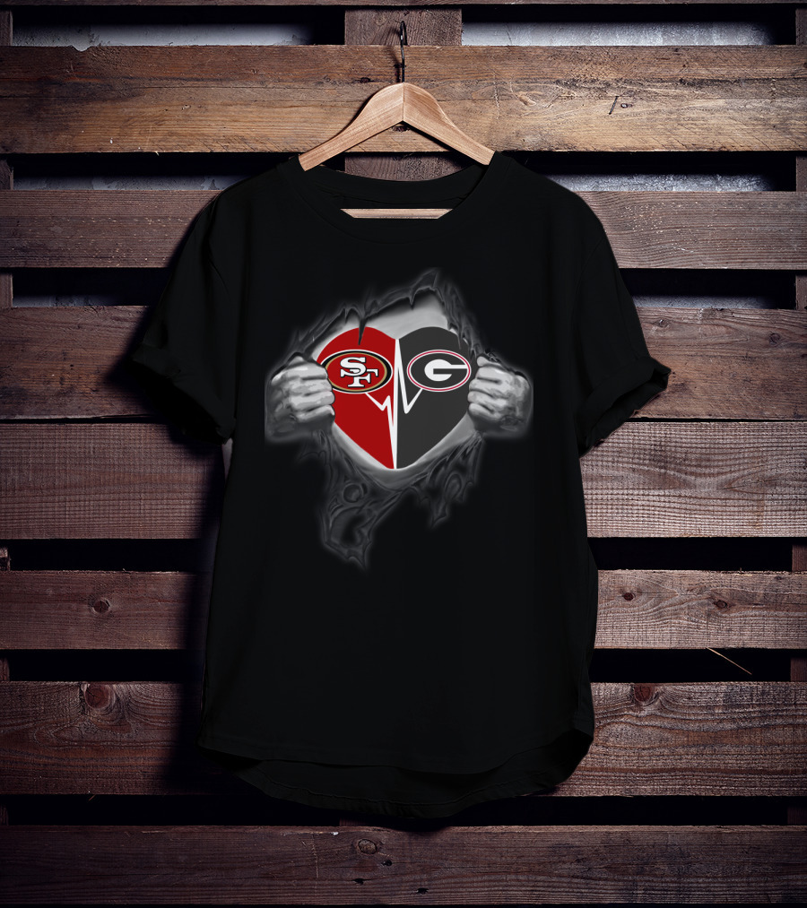 Georgia Bulldogs San Francisco 49ers Heart T-Shirt