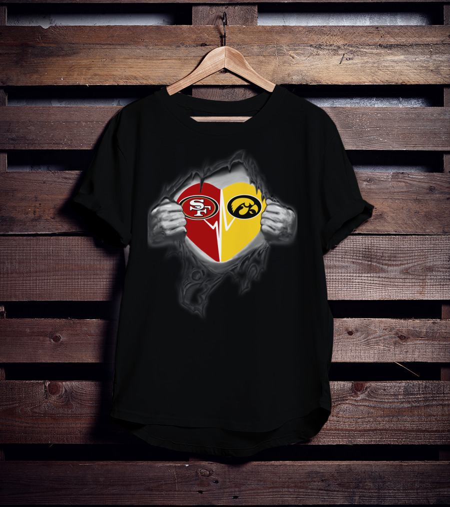 Iowa Hawkeyes San Francisco 49ers Heart Logo Fusion T-Shirt