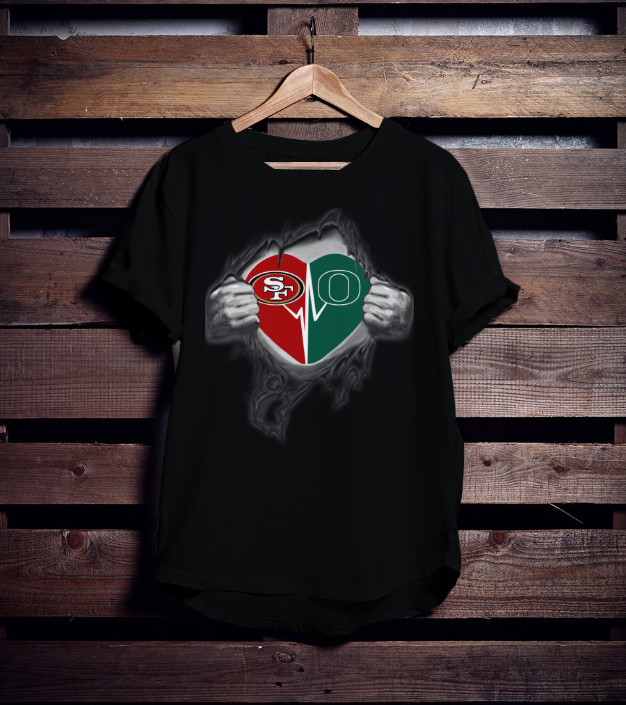 Oregon Ducks San Francisco 49ers Heart T-Shirt