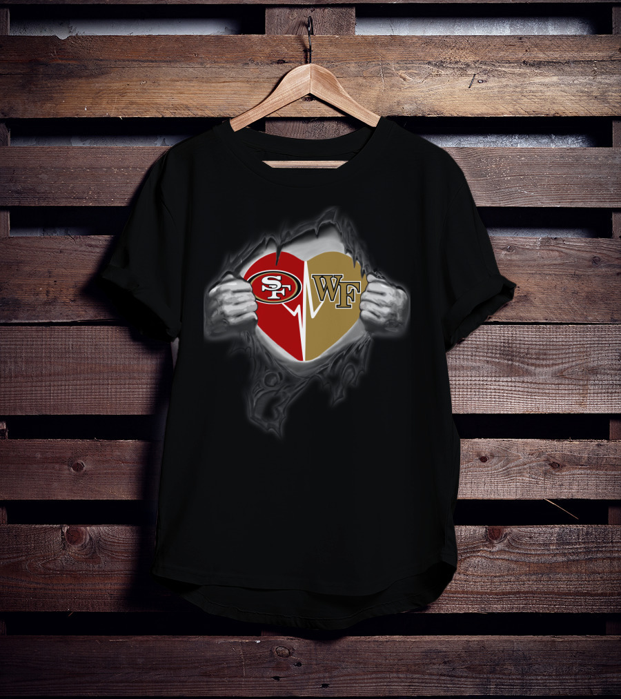 San Francisco 49ers Wake Forest Heart Torn Open T-Shirt