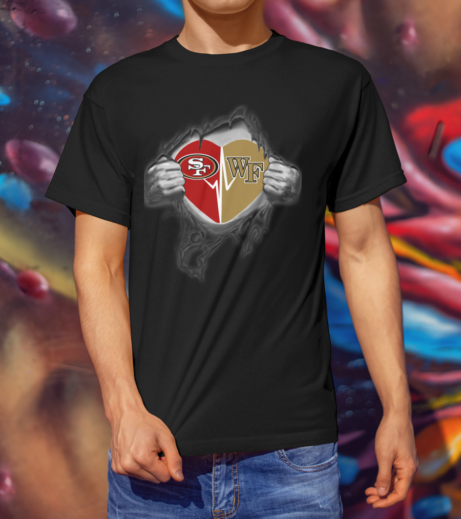 San Francisco 49ers Wake Forest Heart Torn Open T-Shirt