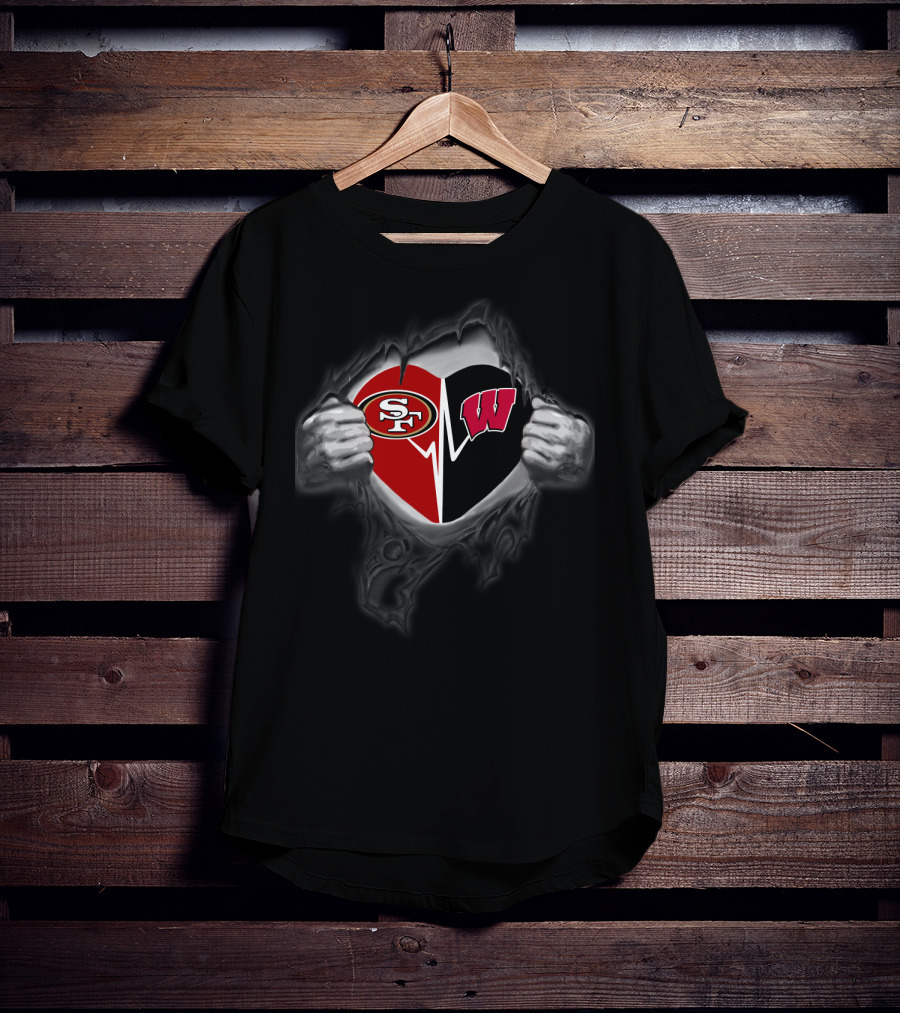 San Francisco 49ers Wisconsin Badgers Heart T-Shirt