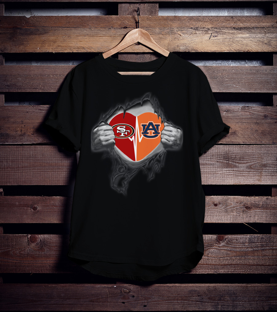 49ers Auburn Heartbeat Fan Logo Combo T-Shirt