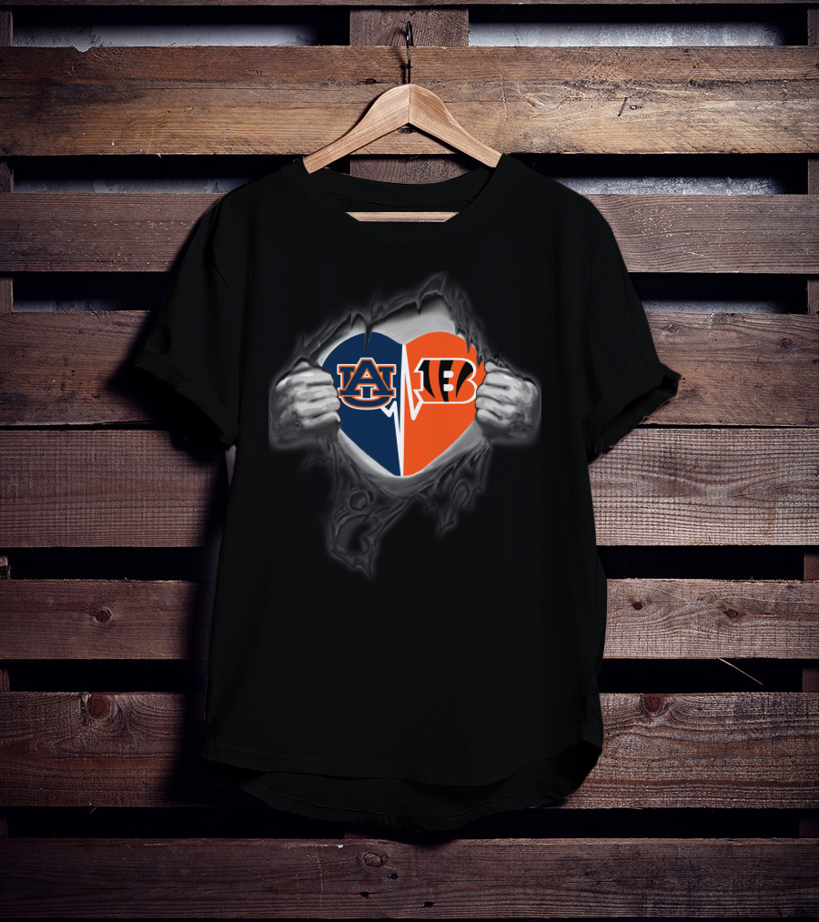Auburn Tigers Cincinnati Bengals Heart T-Shirt