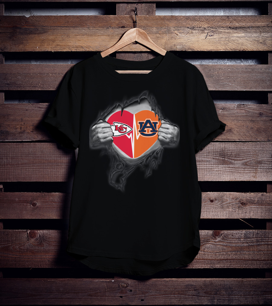 Kansas City Chiefs Auburn University Heartbeat T-Shirt