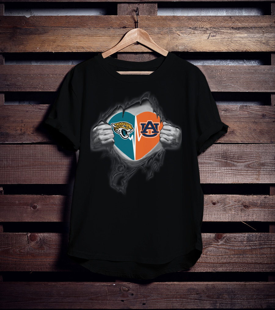 Jacksonville Jaguars Auburn Tigers Heart T-Shirt