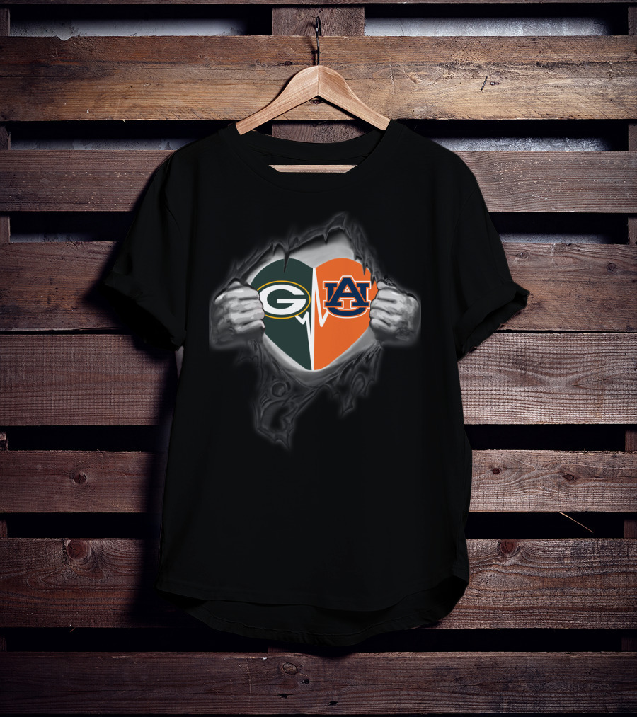 Green Bay Packers Auburn University Heart Logo Fusion T-Shirt
