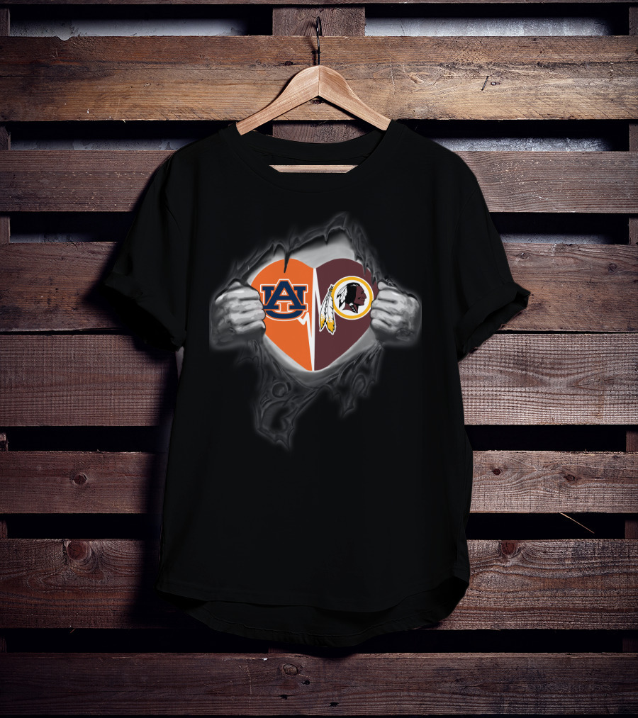 Auburn Tigers Washington Redskins Heart T-Shirt