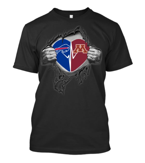 Buffalo Bills Minnesota Golden Gophers Heart Logo Tear T-Shirt