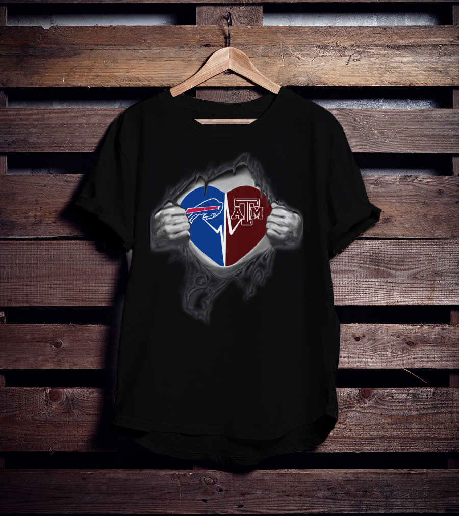 Buffalo Bills Texas A&M Aggies Heart Torn T-Shirt