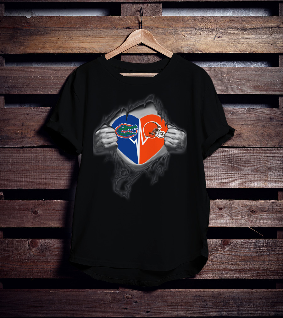 Cleveland Browns Florida Gators Heart Logo Reveal T-Shirt