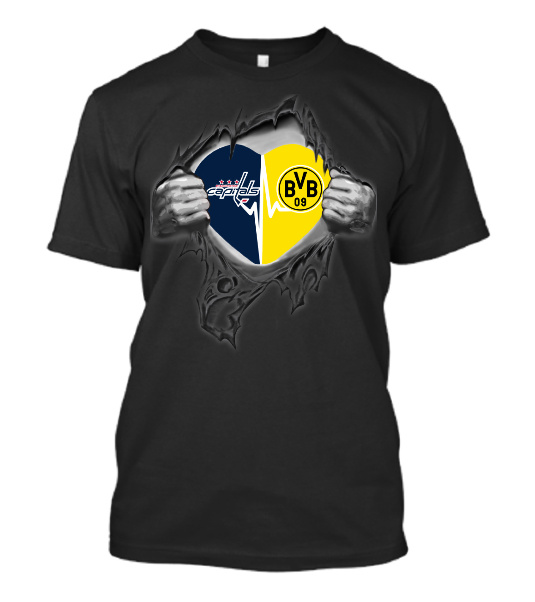Capitals Heartbeat Bvb 09 Borussia Dortmund Fan T-Shirt