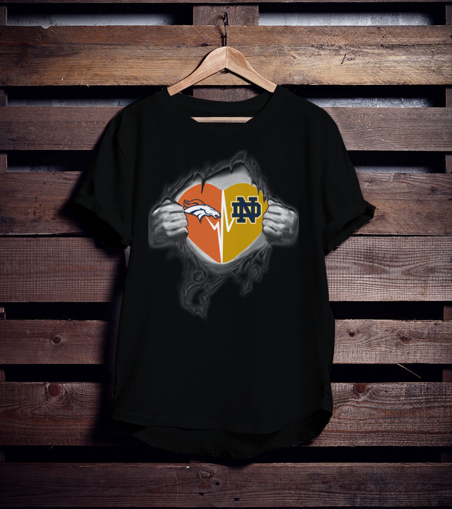 Broncos Notre Dame Heart Logo Fusion T-Shirt