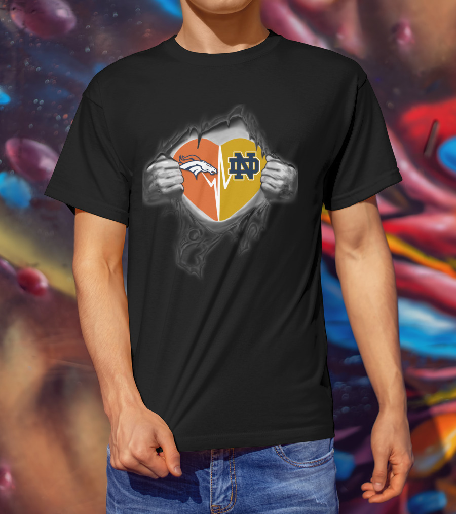 Broncos Notre Dame Heart Logo Fusion T-Shirt