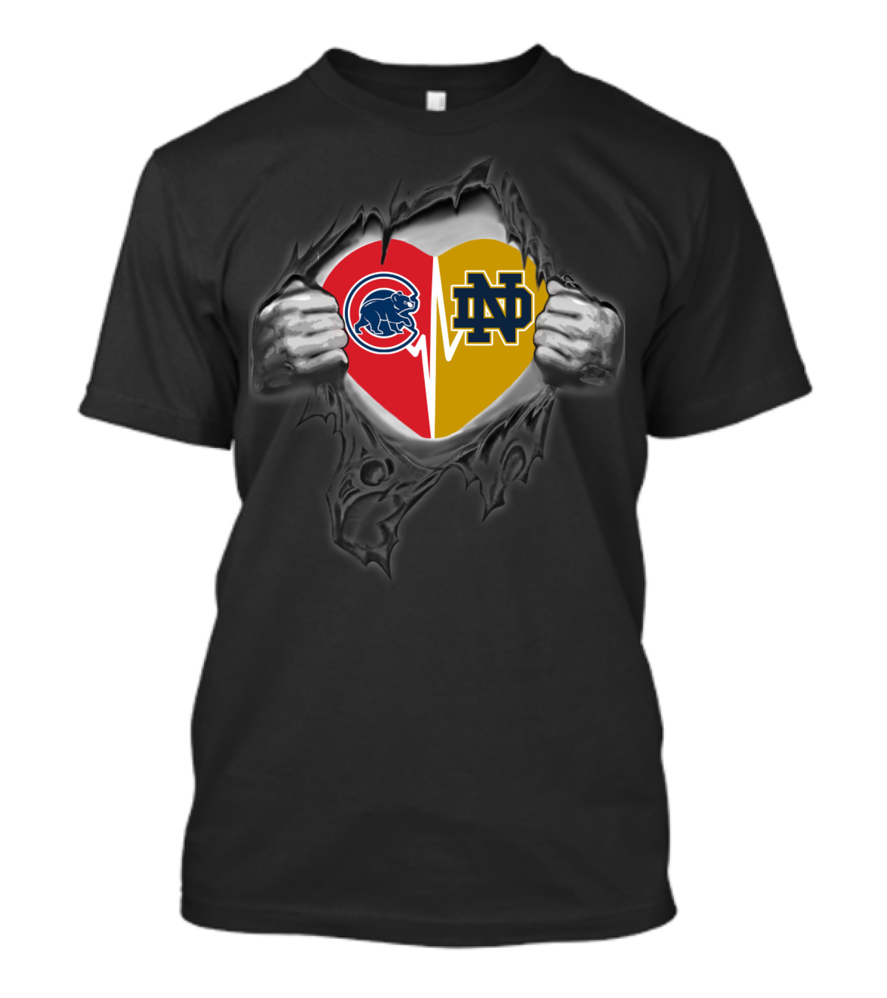 Chicago Cubs Notre Dame Heartbeat Fusion T-Shirt