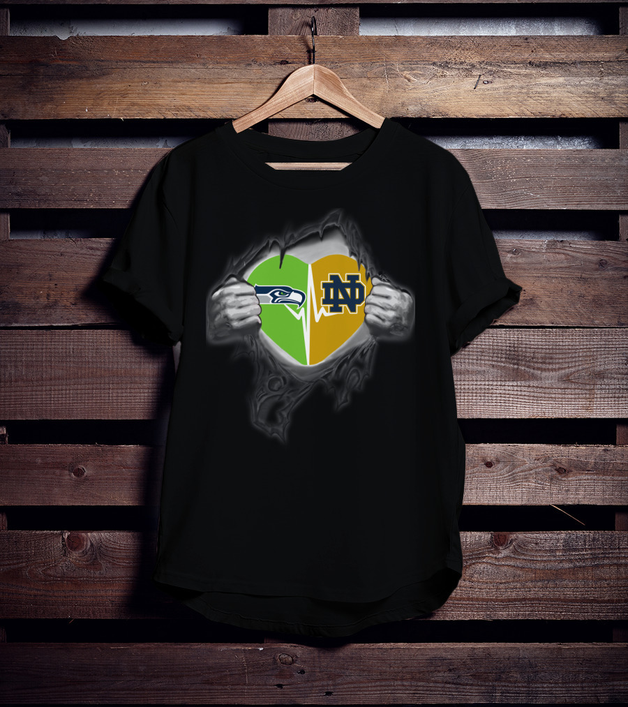 Seahawks Notre Dame Heart Logo Combo T-Shirt