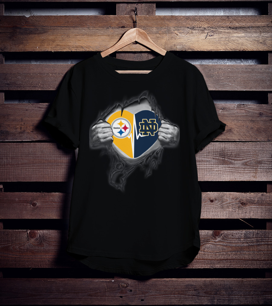 Steelers Notre Dame Heart Logo Combo T-Shirt