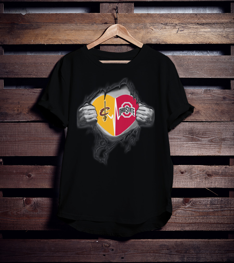 Cleveland Cavaliers Ohio State Buckeyes Heart Symbol T-Shirt