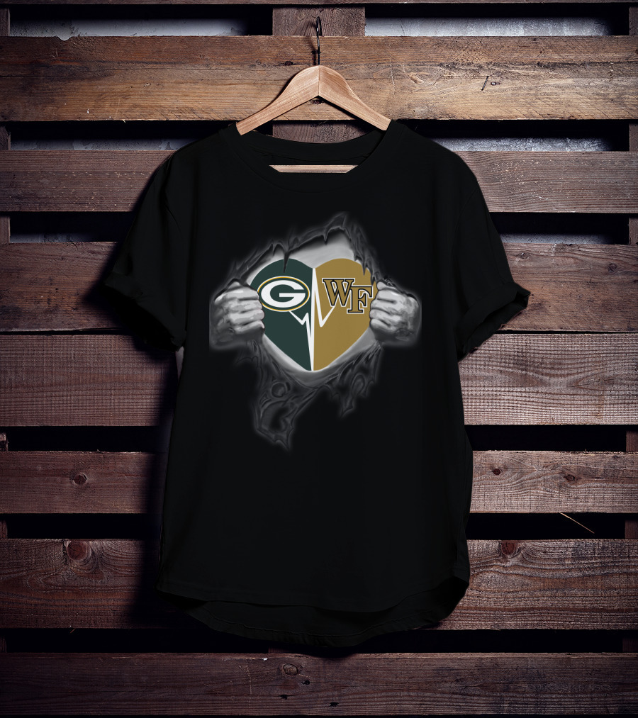 Packers Heart Wake Forest Wf Logo Split T-Shirt