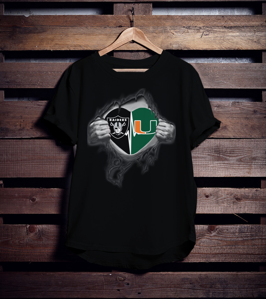 Raiders Hurricanes Heartbeat Logo Torn T-Shirt