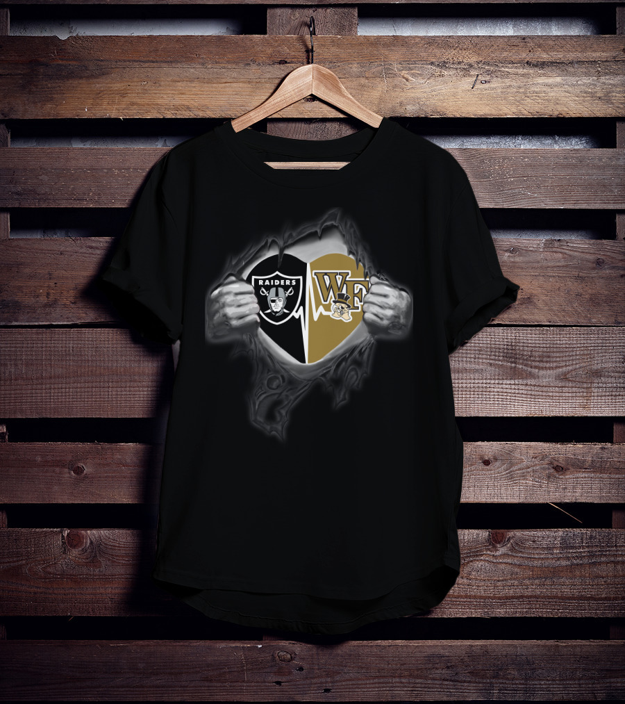 Raiders Wake Forest Demon Deacons Logo Fusion T-Shirt