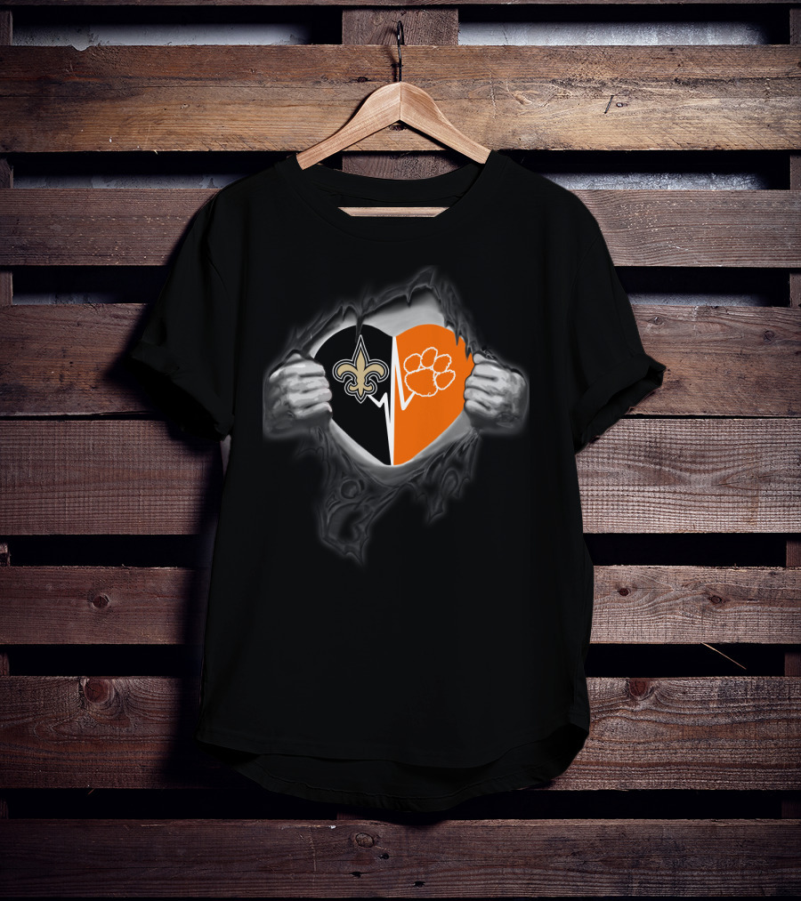New Orleans Saints Clemson Tigers Heart T-Shirt