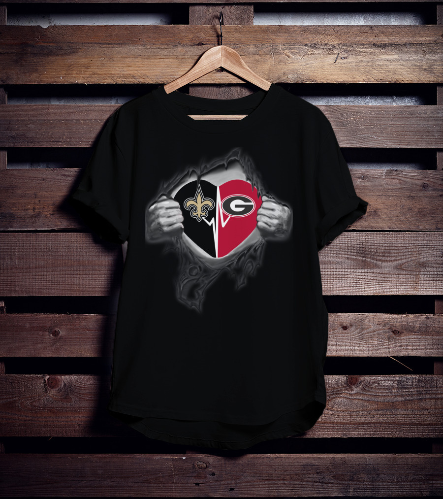 Saints Georgia Bulldogs Heartbeat Dual Allegiance T-Shirt