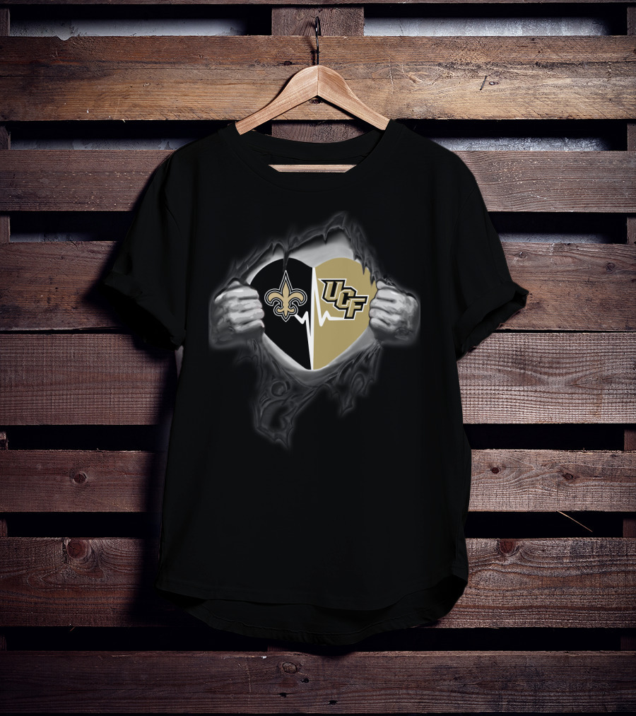 New Orleans Saints Ucf Knights Heartbeat Fan Spirit T-Shirt