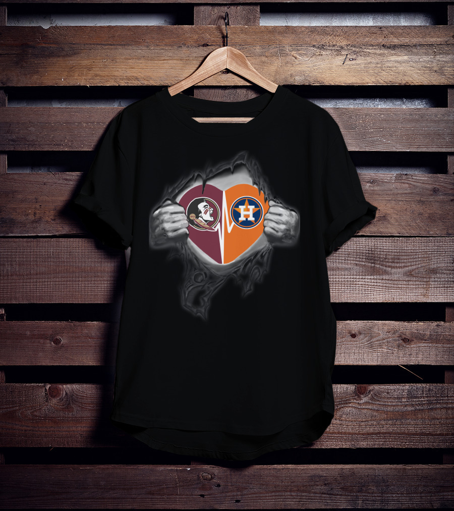 Florida State Seminoles Houston Astros Heart T-Shirt